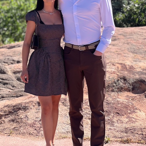 Reformation Oaklyn Cap Sleeve Linen Mini Dress Chocolate Chip - Picture 4 of 4